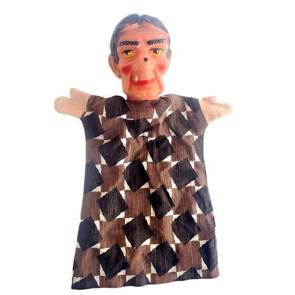Vintage Witch Hand Puppet Rubber Head Cloth Body 1950s Fairy Tale Old Hag - Picture 4 of 11